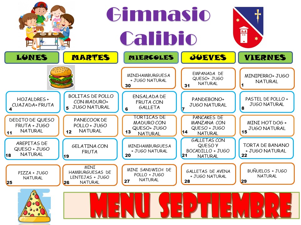 menu semanal mes de SEPTIEMBRE CALIBIO